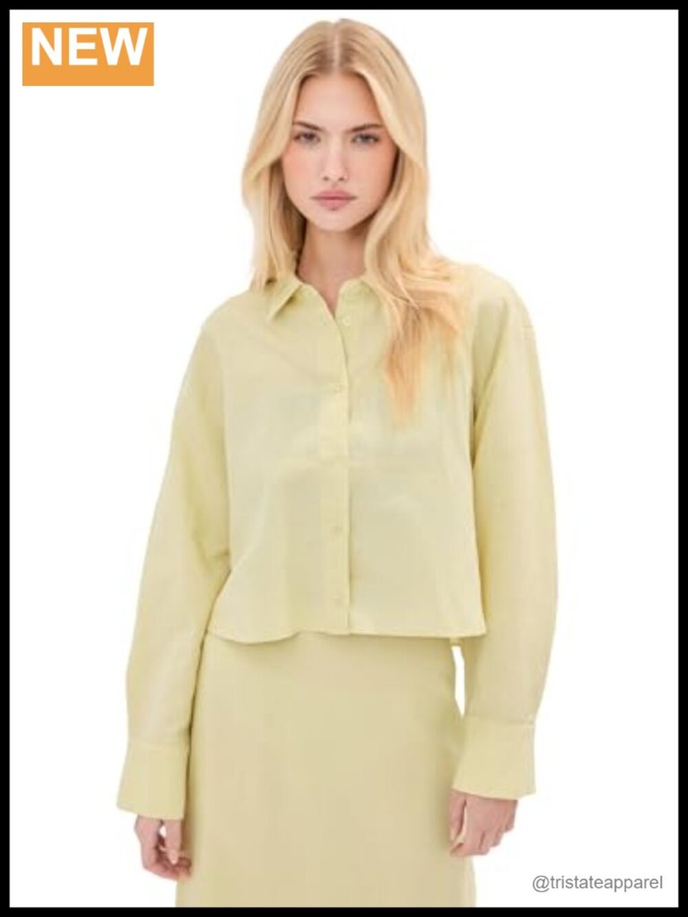 Women's Boxy Cropped Linen Button Down Long Sleeve Blouse